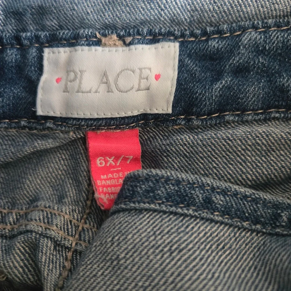 The Children's Place Girls Denim Shortalls Medium Wash‎ Blue Overalls Size 6X/7